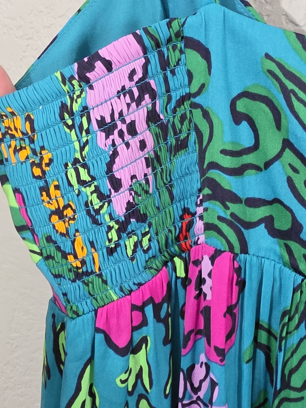 Lilly Pulitzer Joanna Maxi Dress Turquoise "Shake Your Tail Feathers" Womens 2 - Picture 10 of 15